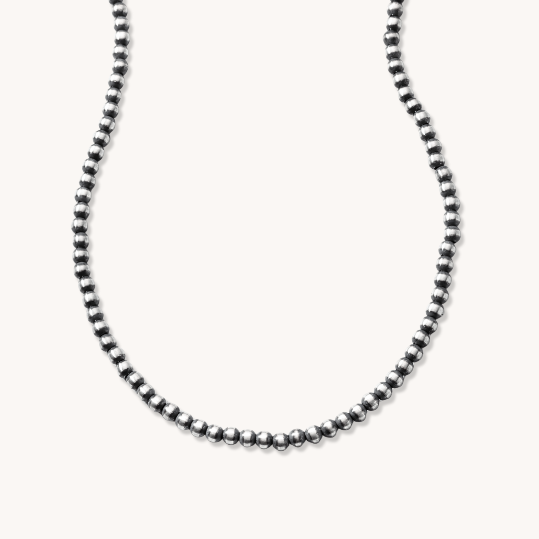 Desert Blossom: Petite Silver Pearls Necklace (3mm)