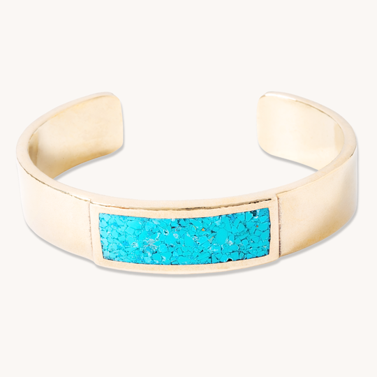 Radiante: Turquoise Ravine Bracelet, sterling silver cuff with a vibrant turquoise inlay.