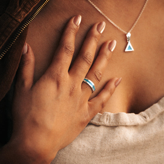 Minimalist Turquoise Ring with Sterling Silver by TSkies
