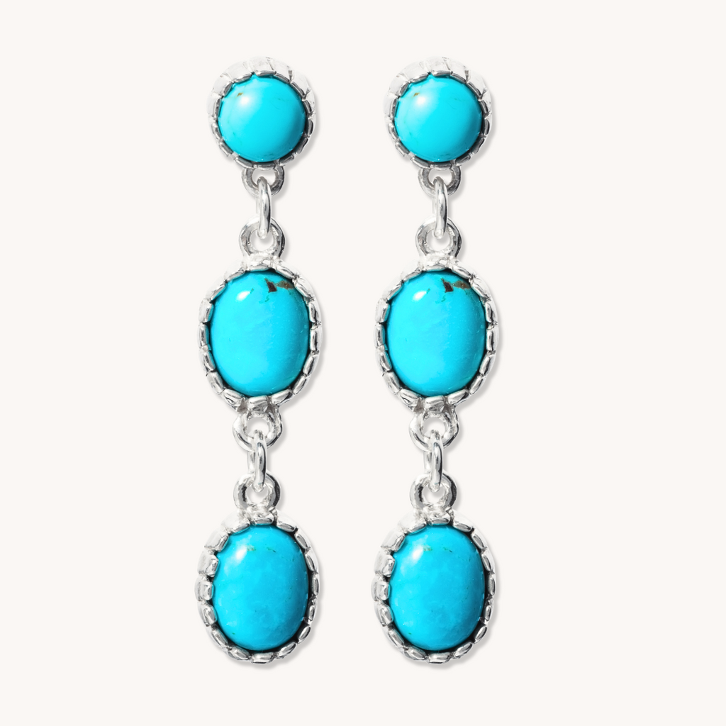 Silver and Turquoise Drop Earrings, Shop Handmade Earrings