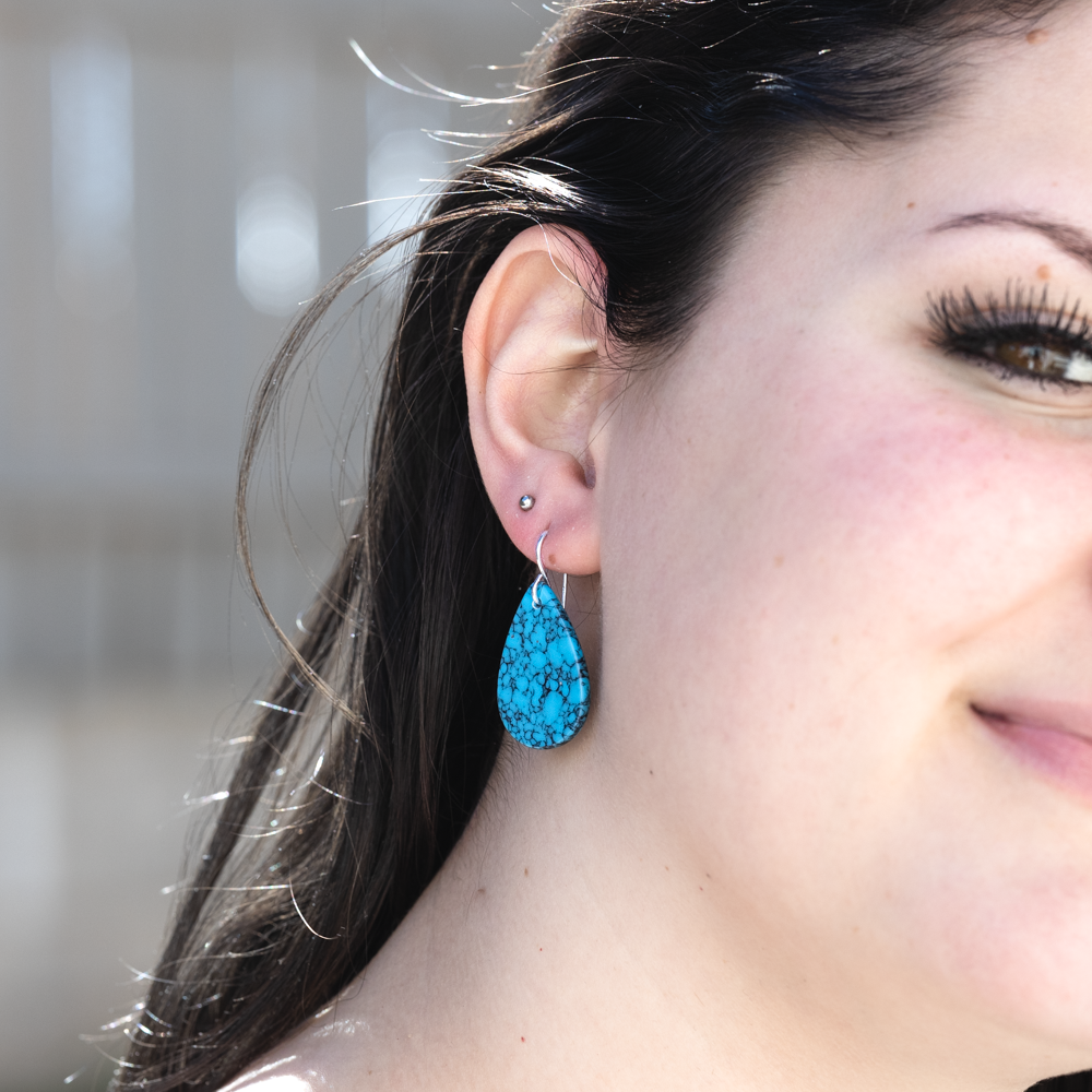 Radiante: Upcycled Dark Blue Turquoise Earrings