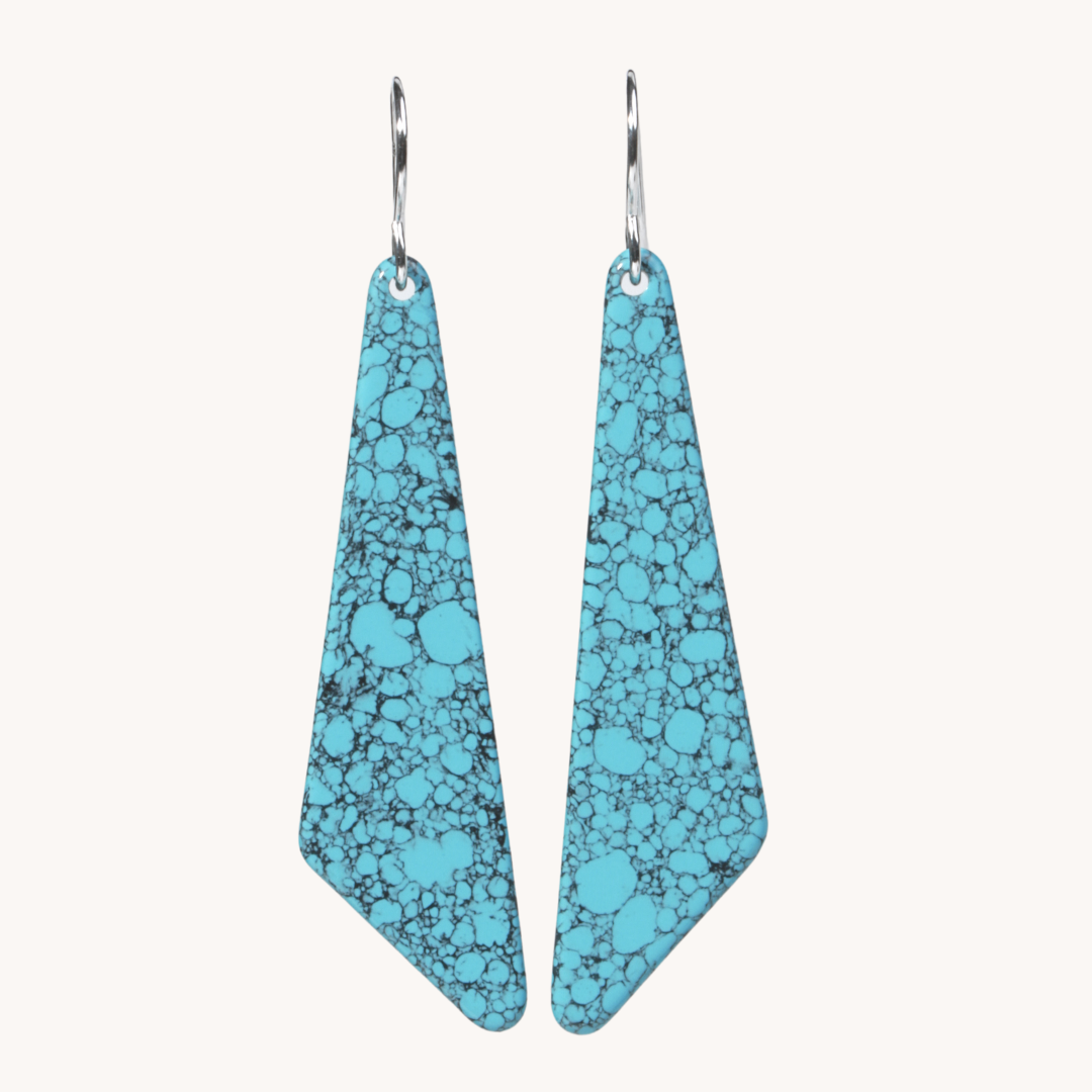 Upcycled Turquoise Triangle Earrings