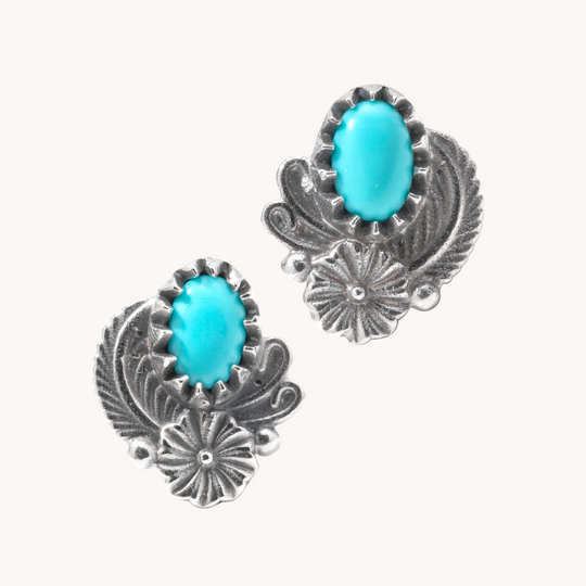 Radiante: Turquoise Leaf Stud Earrings