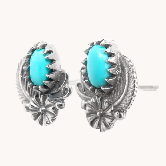 Radiante: Turquoise Leaf Stud Earrings