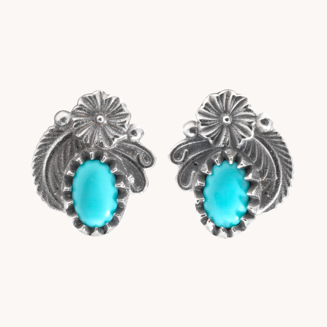 Radiante: Turquoise Leaf Stud Earrings