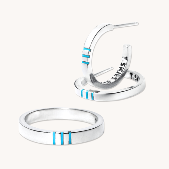 Spirit: Turquoise Silver Hoop Earrings & Infinity Ring Set