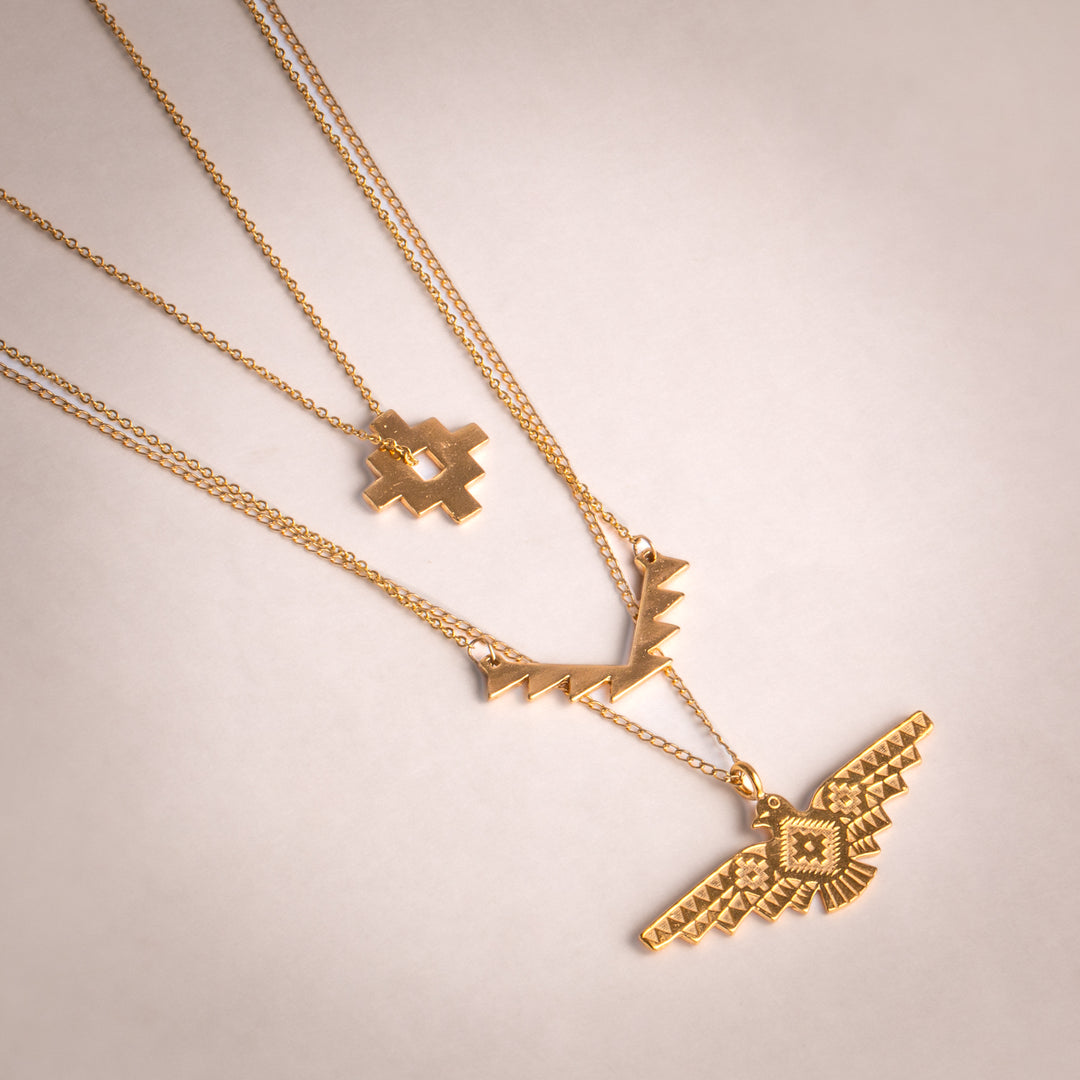 SkyWeaver: Gold Thunderbird Pendant