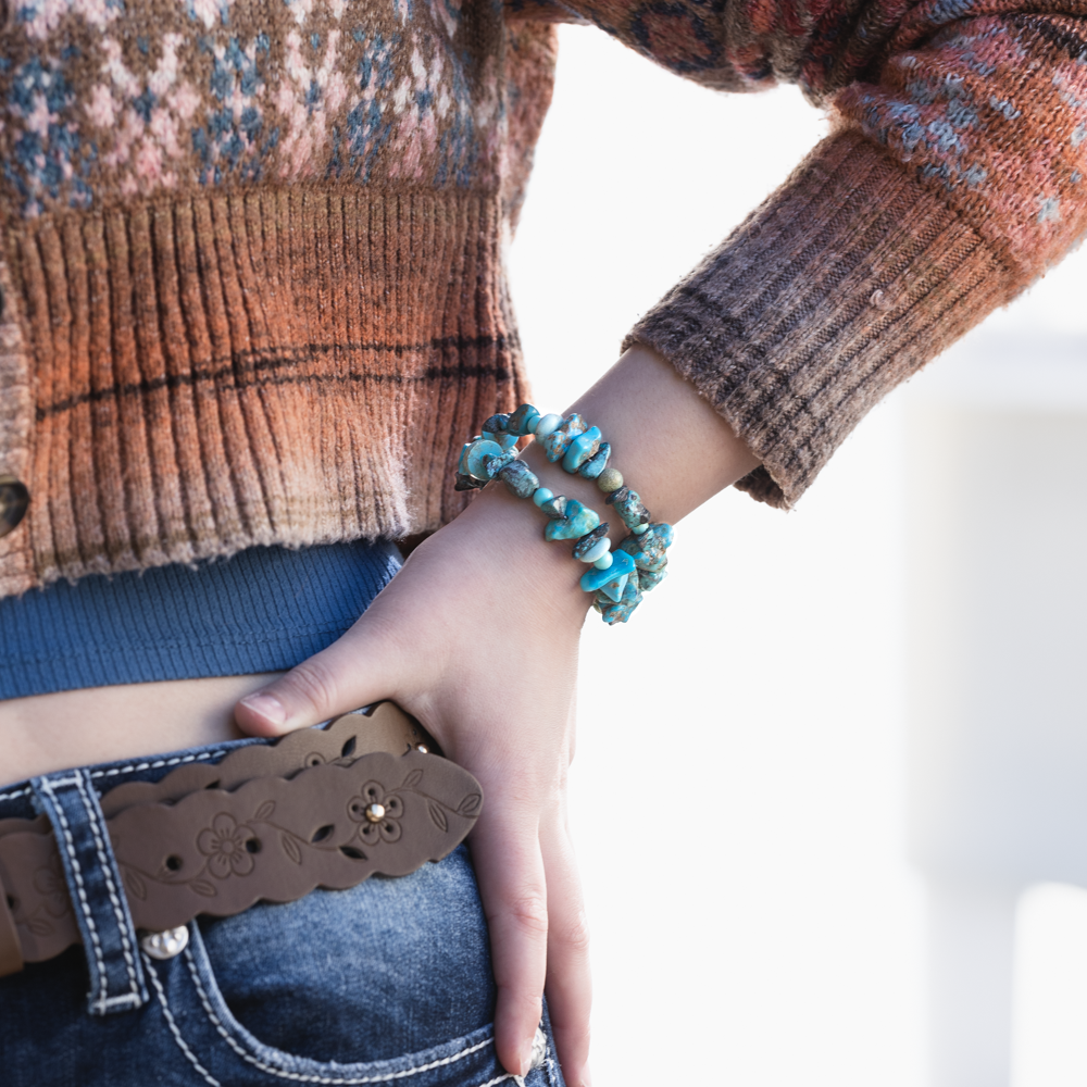 Turquoise Nugget Beads Wrap Bracelet