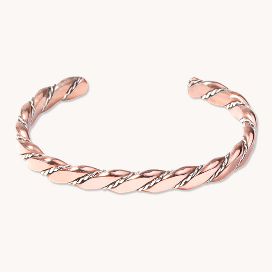 Twisted Silver and Copper Stackable Bracelet