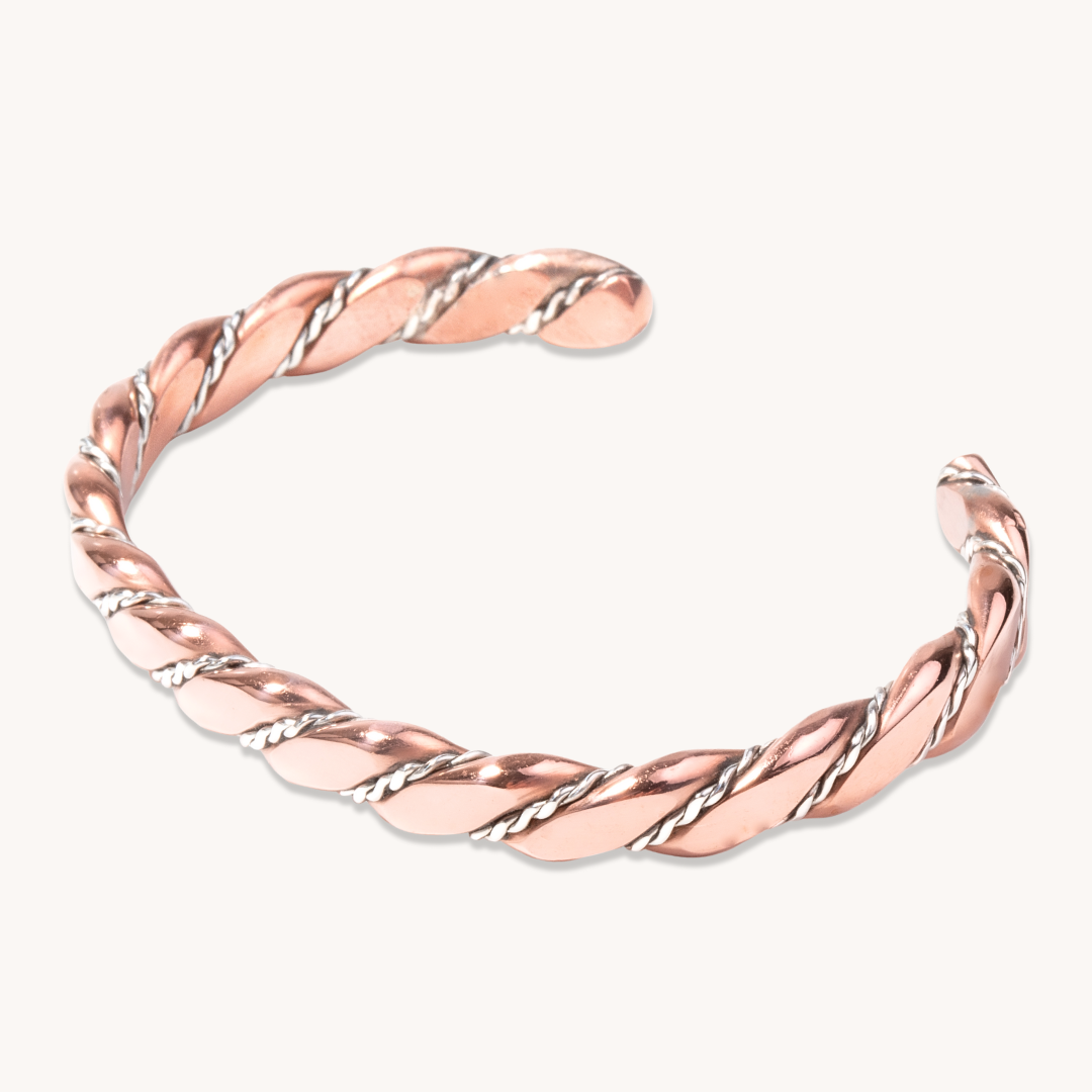 Twisted Silver and Copper Stackable Bracelet