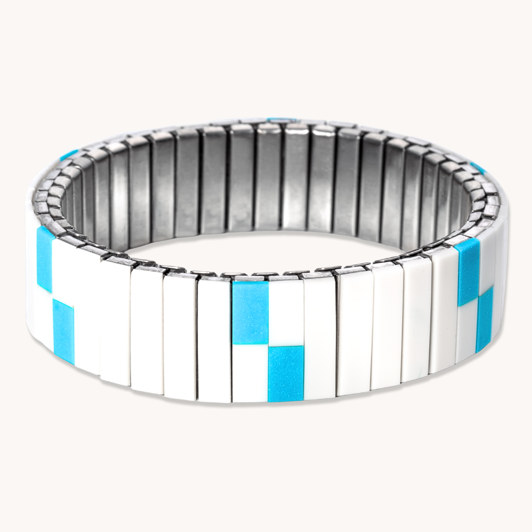 Turquoise & Shell Watchband-Style Bracelet