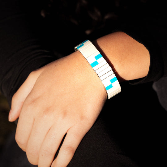 Turquoise & Shell Watchband-Style Bracelet