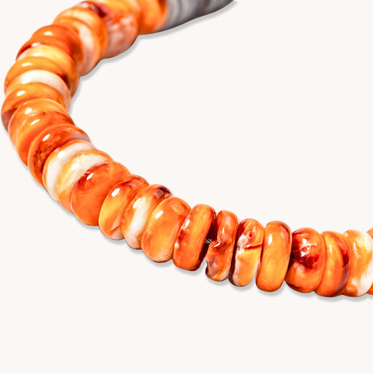 Spiny Oyster Beads Bracelet with Heishe