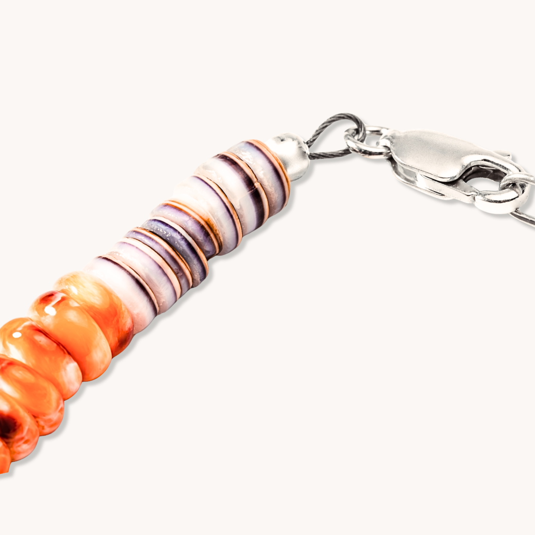 Spiny Oyster Beads Bracelet with Heishe