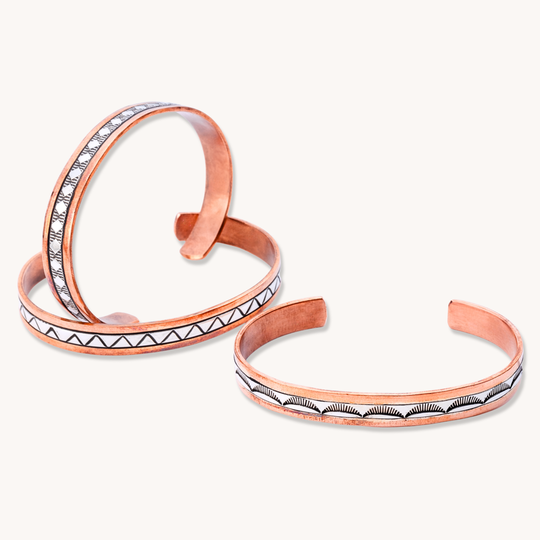 Mystery Copper & Silver Hand-Stamped Cuff Bracelet