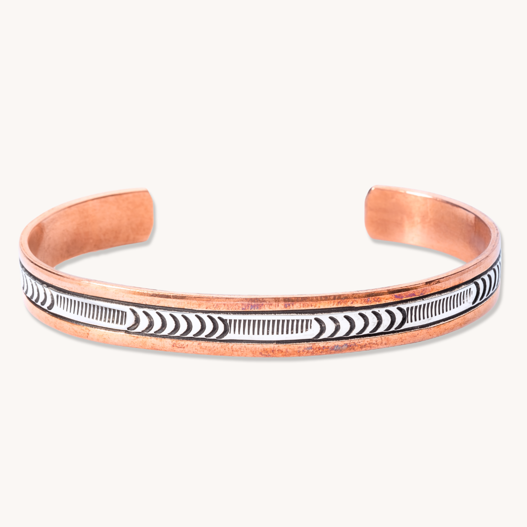 Mystery Copper & Silver Hand-Stamped Cuff Bracelet