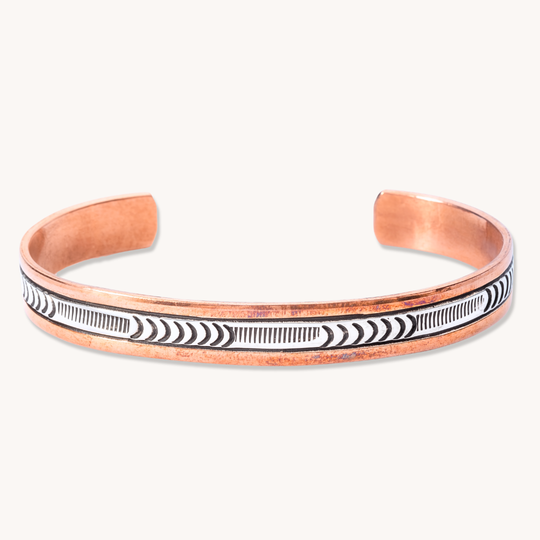 Mystery Copper & Silver Hand-Stamped Cuff Bracelet