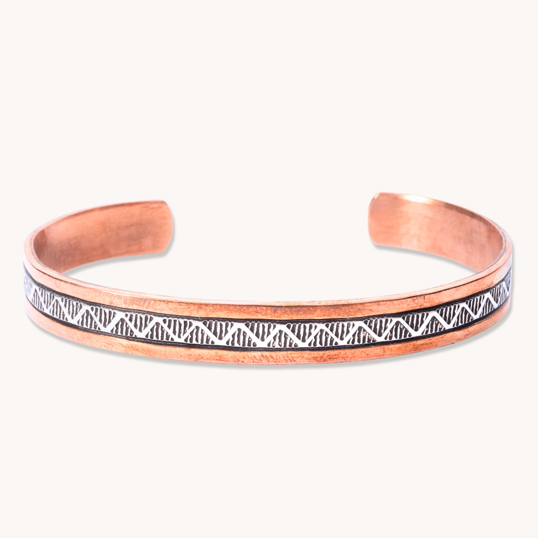 Mystery Copper & Silver Hand-Stamped Cuff Bracelet