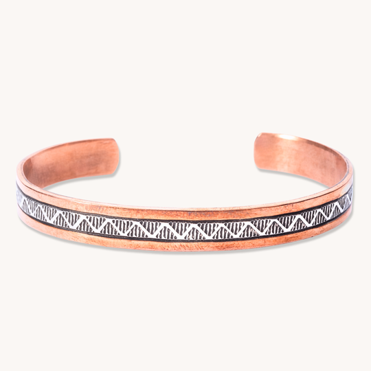 Mystery Copper & Silver Hand-Stamped Cuff Bracelet