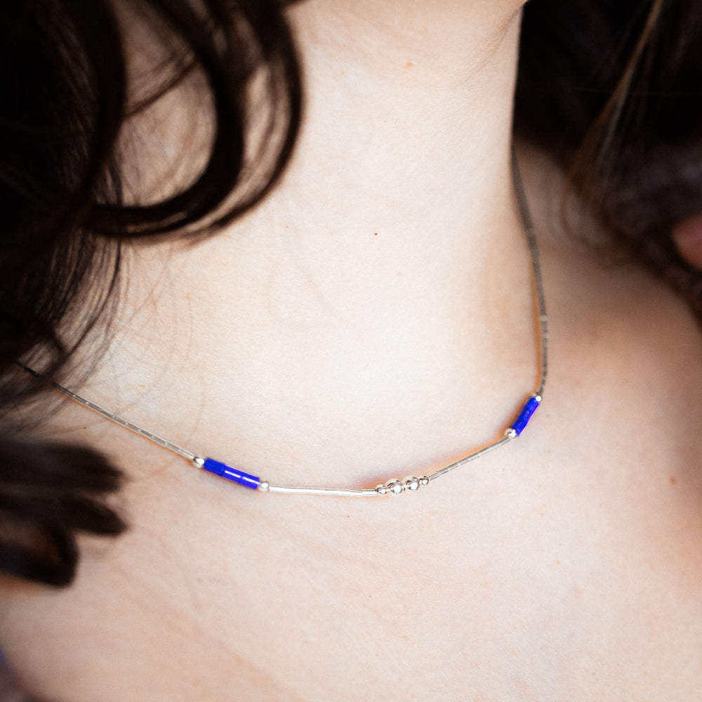 Lapis & Liquid Silver Necklace