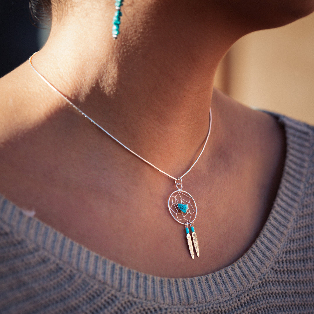 Liquid Silver Dreamcatcher Necklace