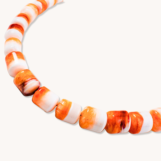 Graduated Spiny Oyster Beads Necklace