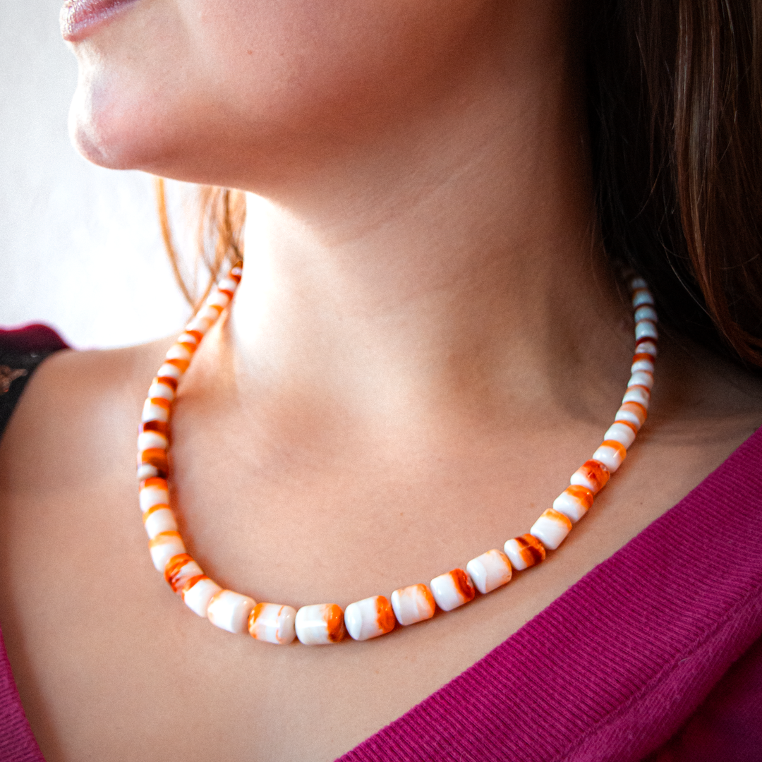 Graduated Spiny Oyster Beads Necklace