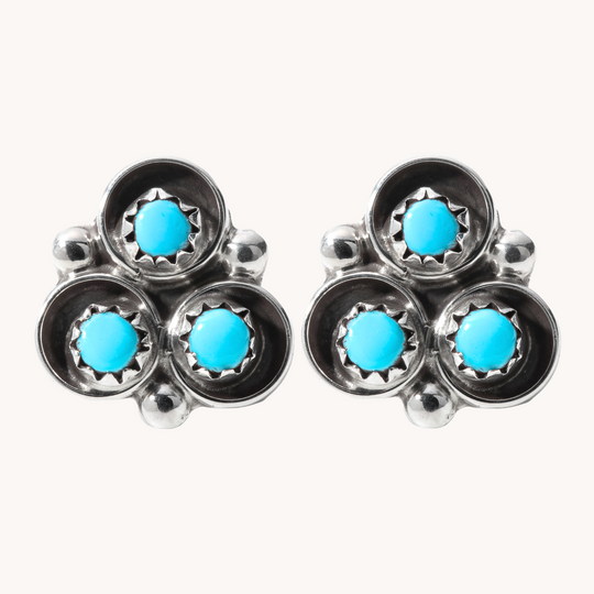 3-Stone Shadowbox Stud Earrings