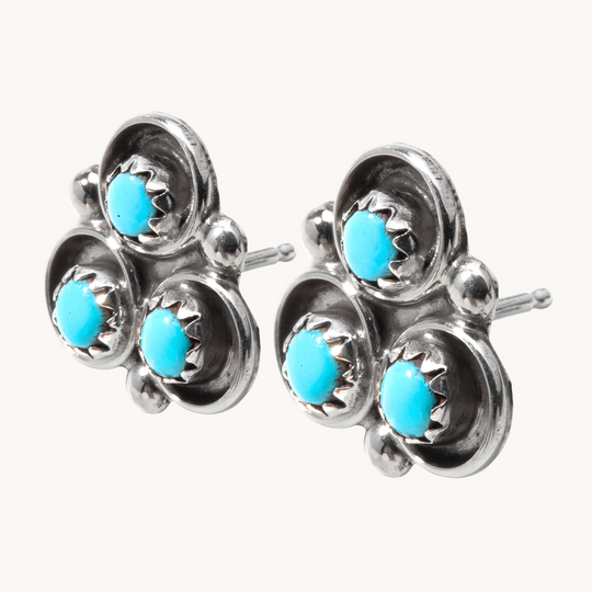 3-Stone Shadowbox Stud Earrings