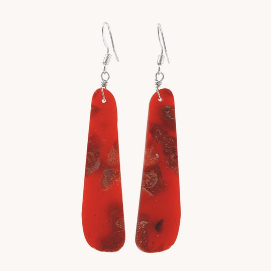 Coral Slab Dangle Earrings