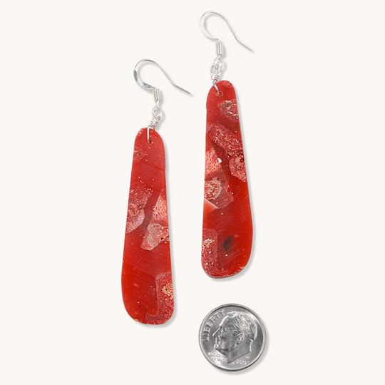 Coral Slab Dangle Earrings