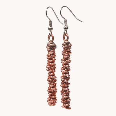 Copper Pine Cone Drop Earrings