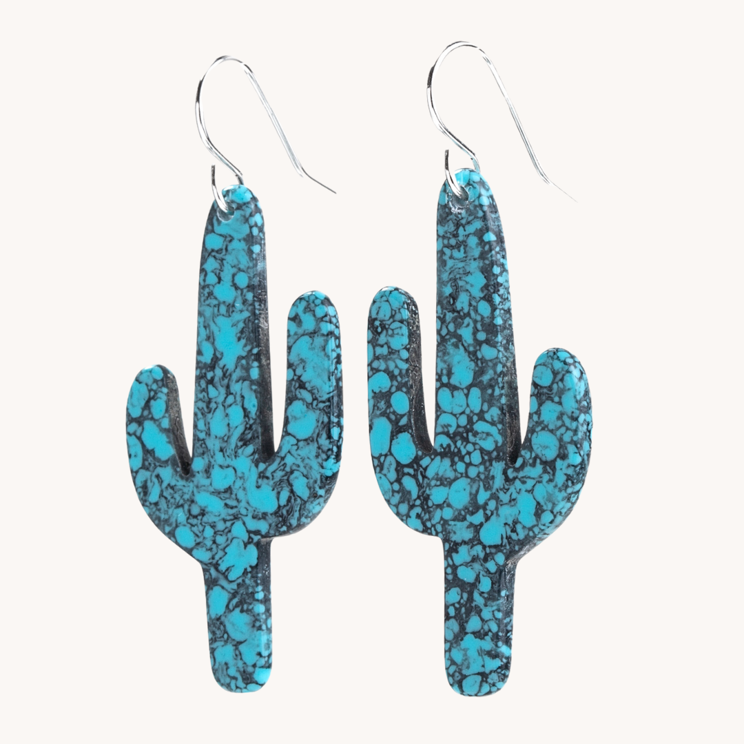 Radiante: Upcycled Turquoise Cactus Earrings