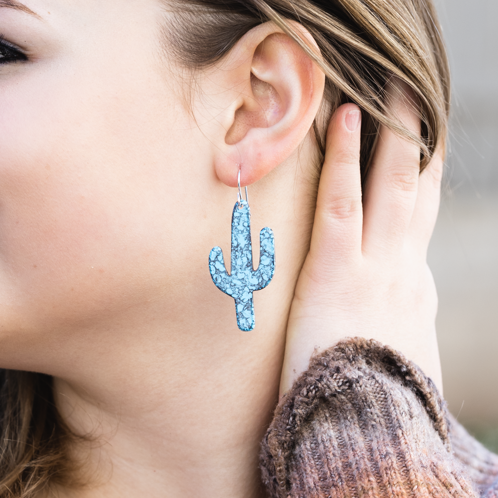 Radiante: Upcycled Turquoise Cactus Earrings