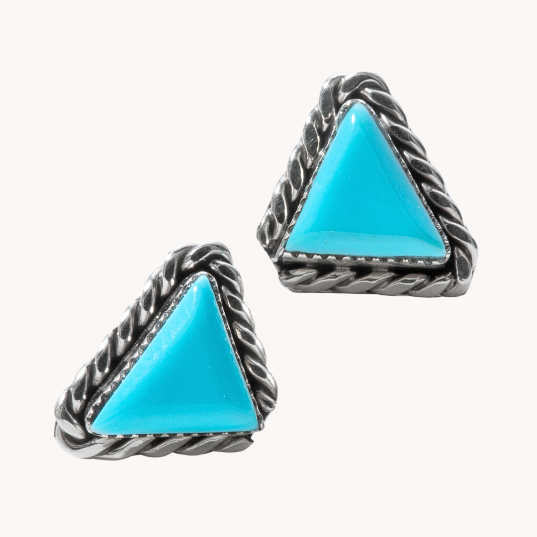 Turquoise Triangle Stud Earrings