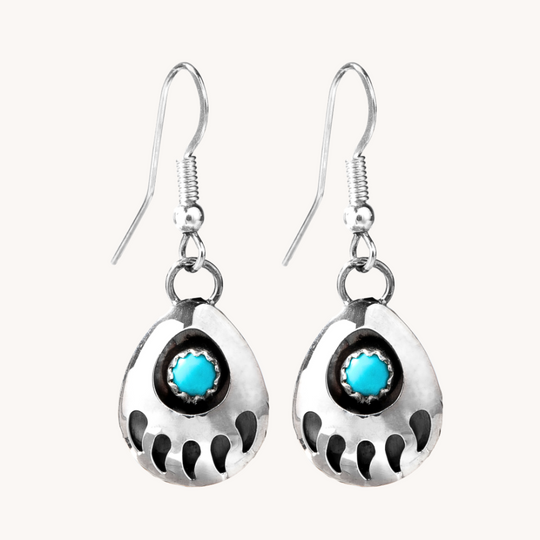 Turquoise Bear Paw Dangle Earrings