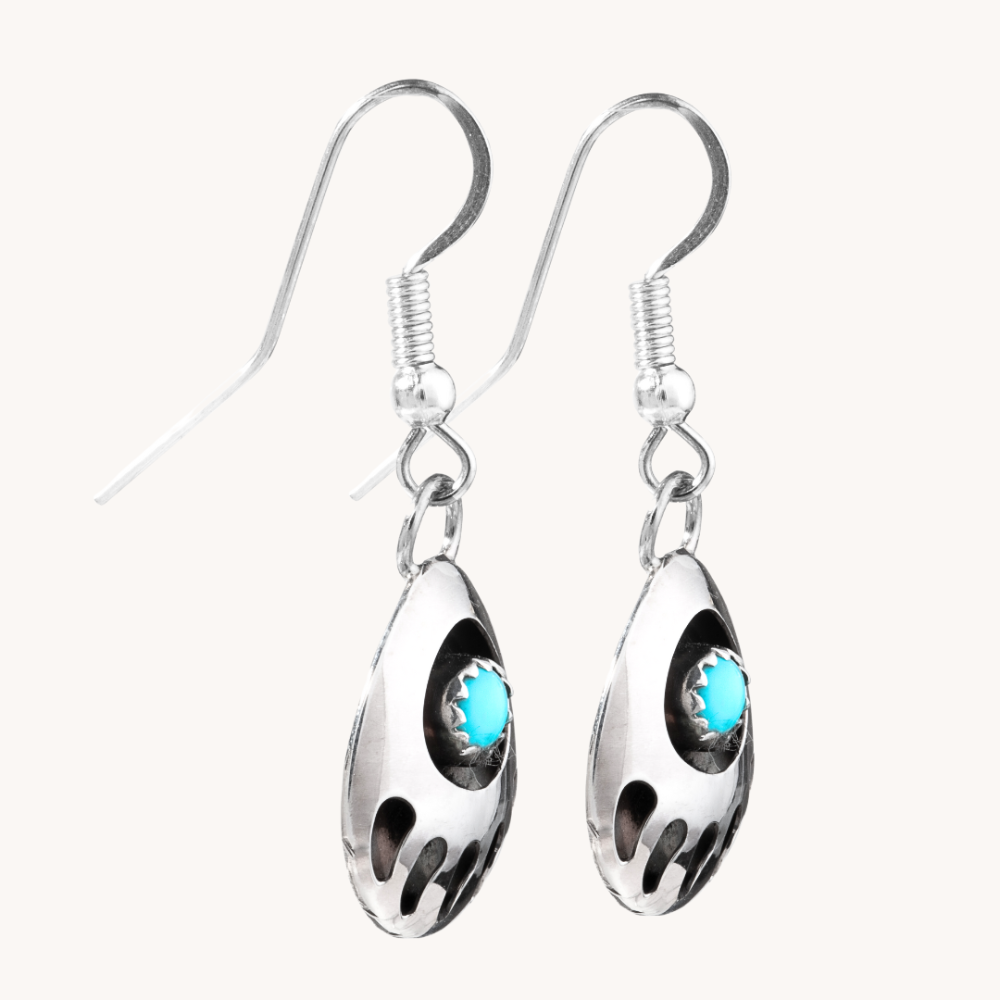 Turquoise Bear Paw Dangle Earrings