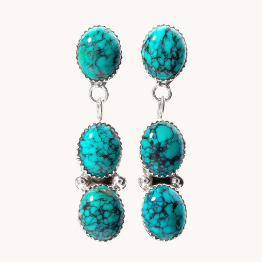 3-Stone Turquoise Drop Earrings