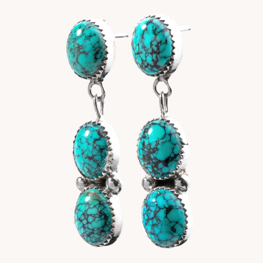 3-Stone Turquoise Drop Earrings