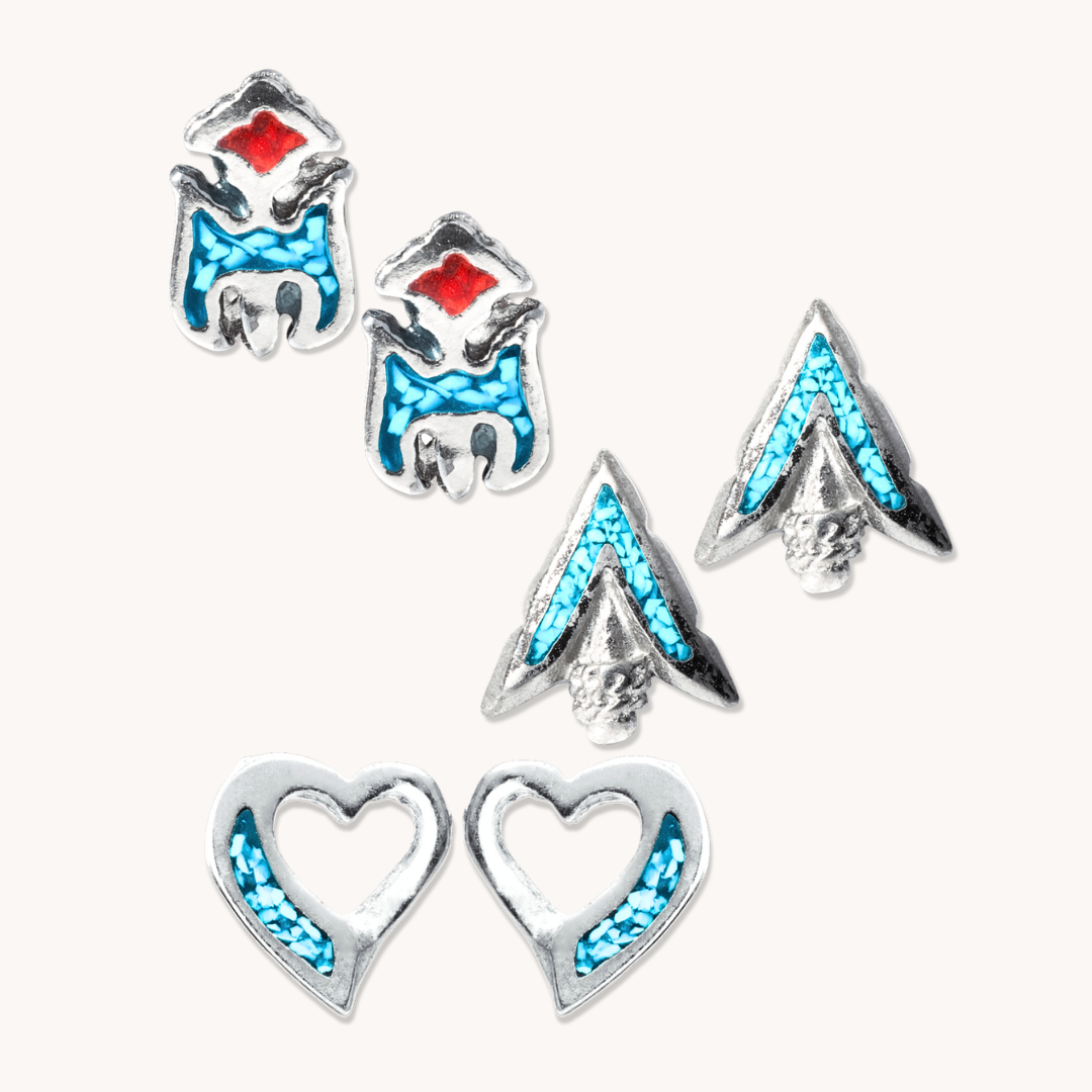 Mystery Upcycled Turquoise Stud Earrings