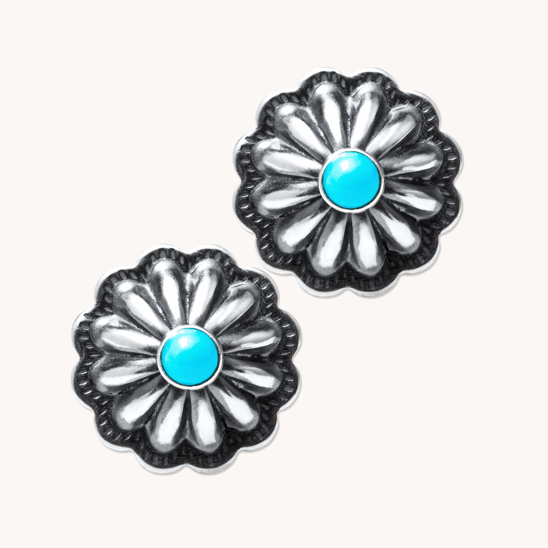 Turquoise Concho Stud Earrings