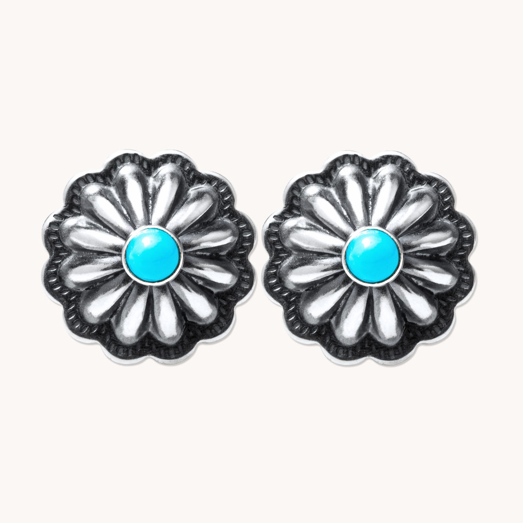 Turquoise Concho Stud Earrings