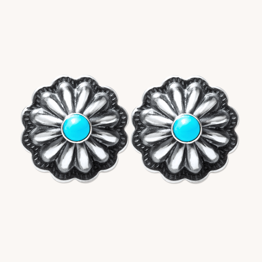 Turquoise Concho Stud Earrings