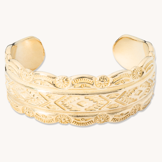 SkyWeaver: Tapestry Cuff Bracelet in sterling silver featuring intricate Native American-inspired designs.