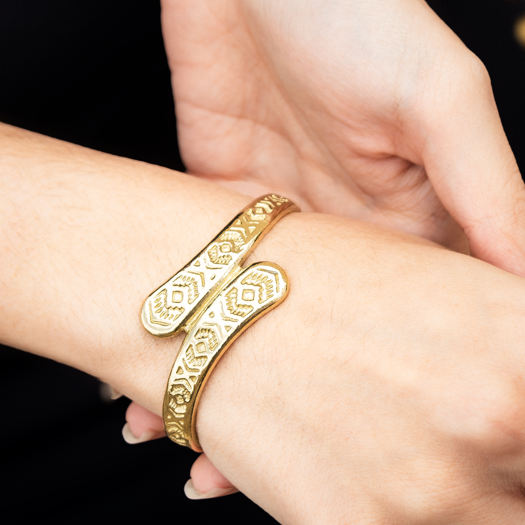 SkyWeaver: Twined Cuff Bracelet made of sterling silver, featuring intricate Native American-inspired designs.