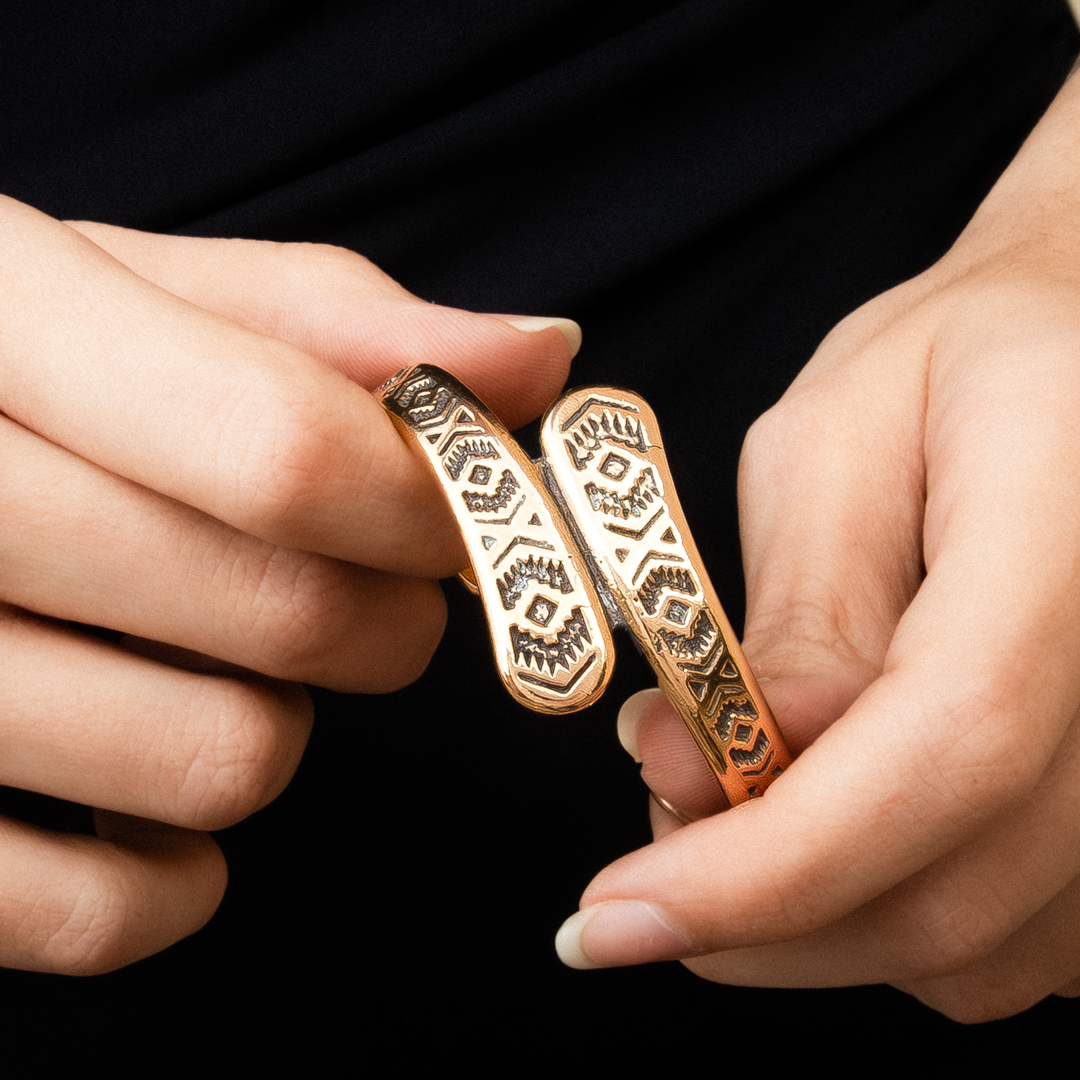SkyWeaver: Twined Cuff Bracelet made of sterling silver, featuring intricate Native American-inspired designs.