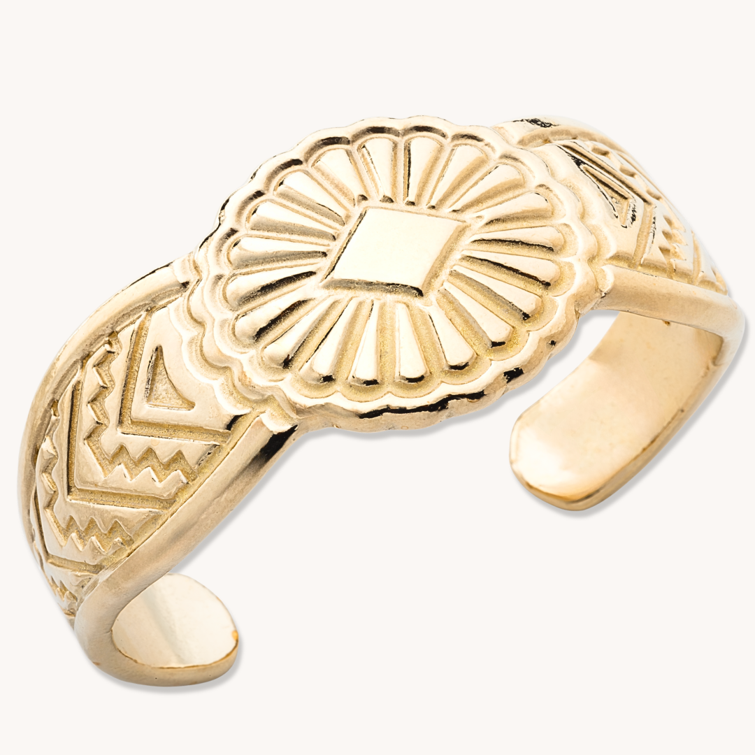 SkyWeaver: Saltillo Cuff Bracelet in sterling silver featuring intricate Native American-inspired designs.