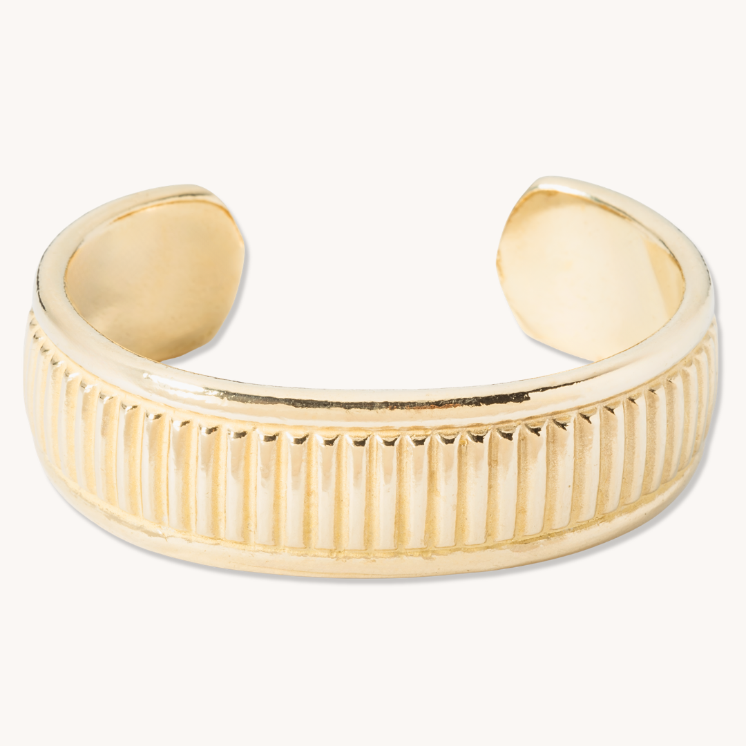 SkyWeaver: Weft Weave Cuff Bracelet in sterling silver, featuring a textured design with a polished finish.