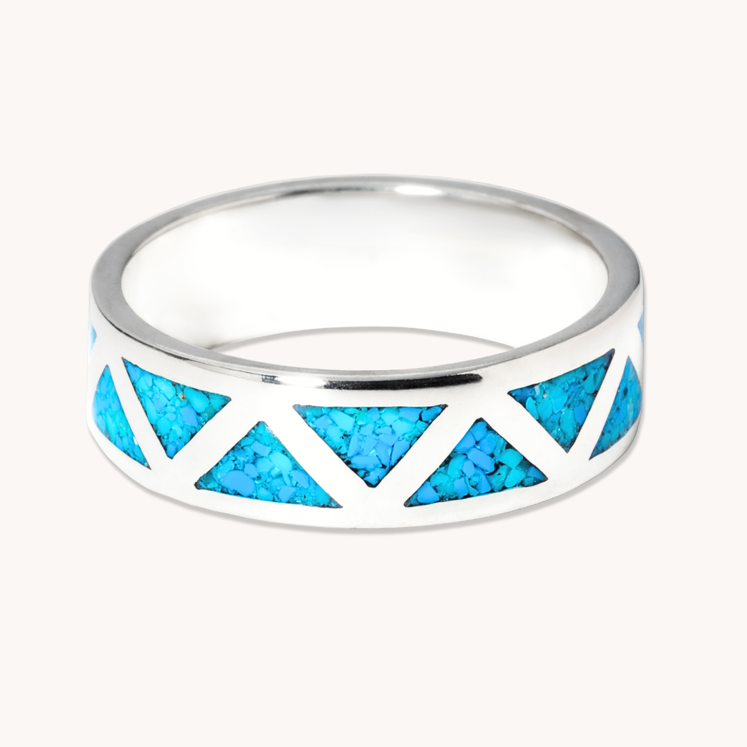 SkyWeaver: Thin Band Azteca Turquoise Ring – T.Skies Jewelry