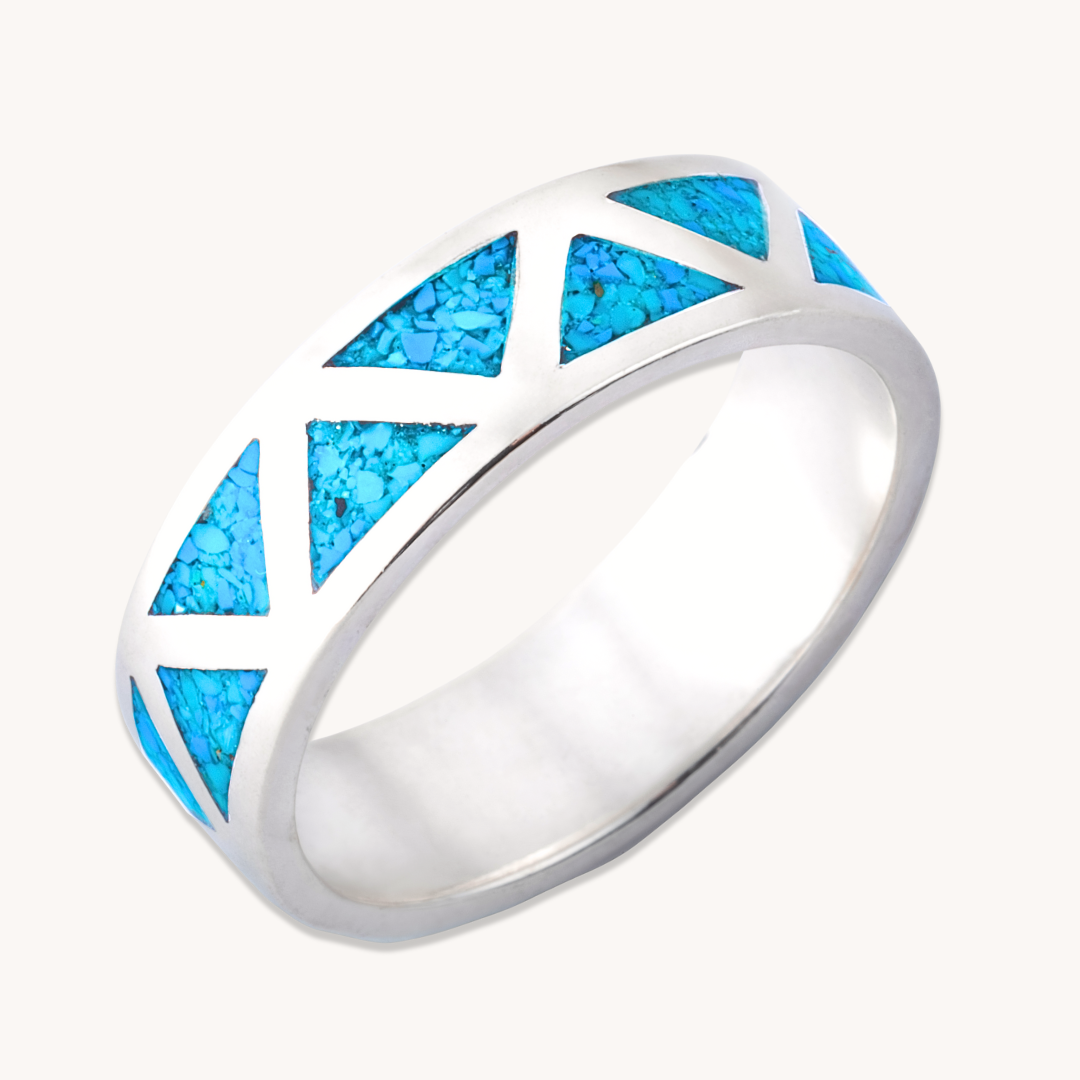 SkyWeaver: Thin Band Azteca Turquoise Ring